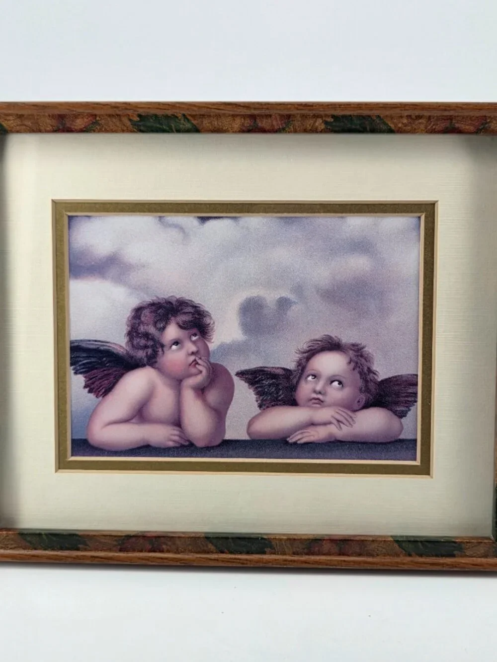 Framed Raphael Cherubs Renaissance Vintage Print Floral Wood Frame Art 👼✨